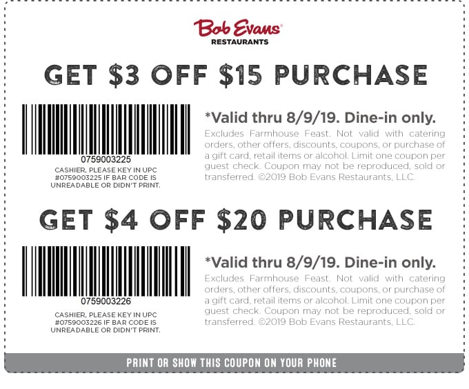 Bob Evans Coupons and Discounts